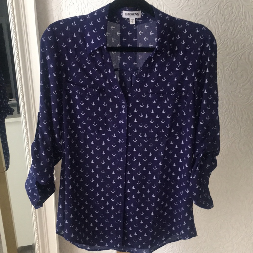 Anchor print portofino blouse